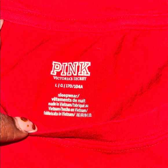 PINK Victoria's Secret Red Sleep Tee with Gold Logo - Picture 2 of 5
